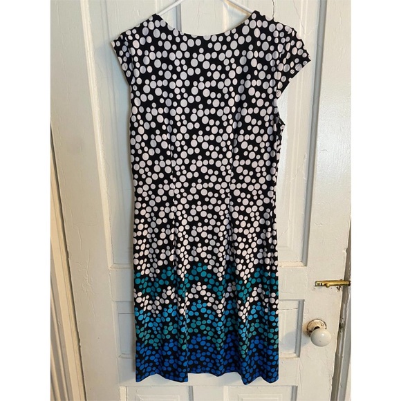 Liz Claiborne Black White Blue Polka Dot Dress - Picture 2 of 7